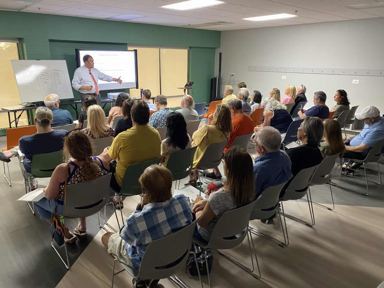 Josh giving a social security presentation at the Wheaton Community Center